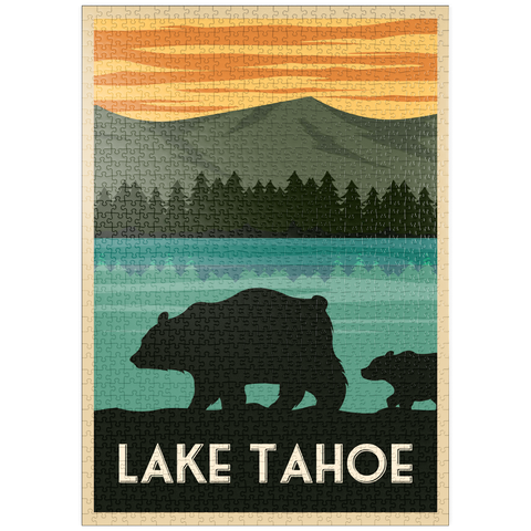 puzzleplate Tahoesee-Nationalpark, Art Deco style Vintage Poster, Illustration 1000 Puzzle
