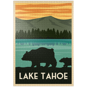 Darstellung des Puzzle Motivs Tahoe See - Nationalpark, Art Deco style Vintage Poster, Illustration - Puzzleteile: 1000
