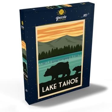 Tahoesee-Nationalpark, Art Deco style Vintage Poster, Illustration 100 Puzzle Schachtel Ansicht2