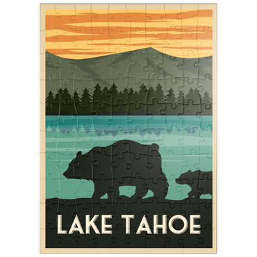 puzzleplate Tahoesee-Nationalpark, Art Deco style Vintage Poster, Illustration 100 Puzzle