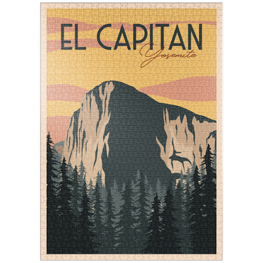 puzzleplate El Capitan im Yosemite National-Park, USA, Art Deco style Vintage Poster, Illustration 1000 Puzzle