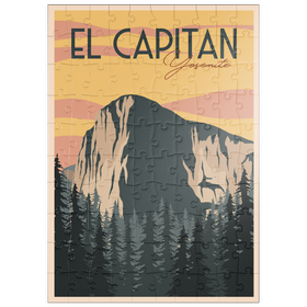 Darstellung des Puzzle Motivs El Capitan im Yosemite National-Park, USA, Art Deco style Vintage Poster, Illustration - Puzzleteile: 100