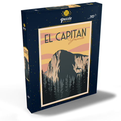 El Capitan im Yosemite National-Park, USA, Art Deco style Vintage Poster, Illustration 200 Puzzle Schachtel Ansicht2
