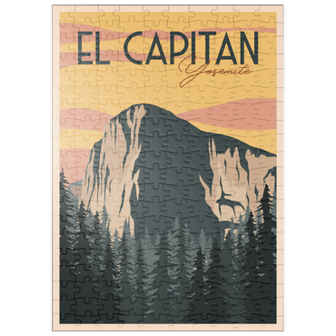 puzzleplate El Capitan im Yosemite National-Park, USA, Art Deco style Vintage Poster, Illustration 200 Puzzle