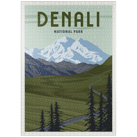 puzzleplate Denali-Nationalpark, Alaska, Art Deco style Vintage Poster, Illustration 1000 Puzzle