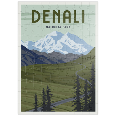 puzzleplate Denali-Nationalpark, Alaska, Art Deco style Vintage Poster, Illustration 100 Puzzle