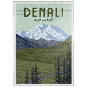Darstellung des Puzzle Motivs Denali-Nationalpark, Alaska, Art Deco style Vintage Poster, Illustration - Puzzleteile: 100