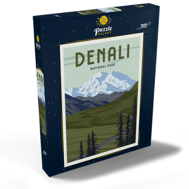 Denali-Nationalpark, Alaska, Art Deco style Vintage Poster, Illustration 200 Puzzle Schachtel Ansicht2
