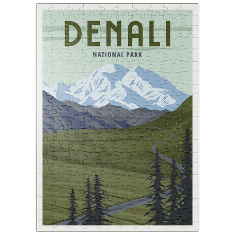 puzzleplate Denali-Nationalpark, Alaska, Art Deco style Vintage Poster, Illustration 200 Puzzle