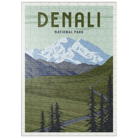 Darstellung des Puzzle Motivs Denali-Nationalpark, Alaska, Art Deco style Vintage Poster, Illustration - Puzzleteile: 200