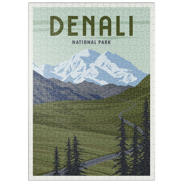 puzzleplate Denali-Nationalpark, Alaska, Art Deco style Vintage Poster, Illustration 500 Puzzle