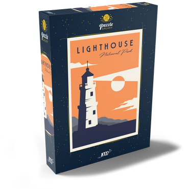 Lighthouse National-Park, Art Deco style Vintage Poster, Illustration 1000 Puzzle Schachtel Ansicht2