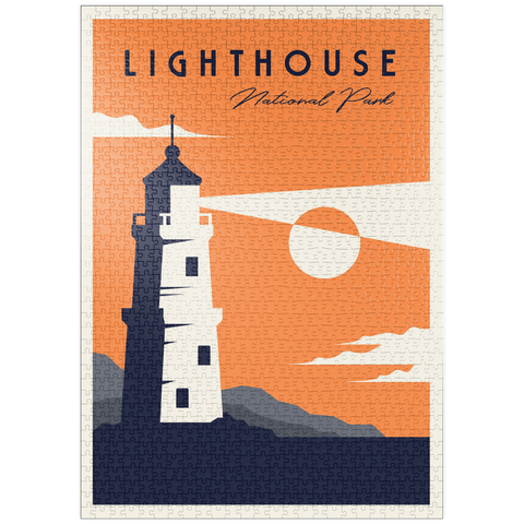 puzzleplate Lighthouse National-Park, Art Deco style Vintage Poster, Illustration 1000 Puzzle