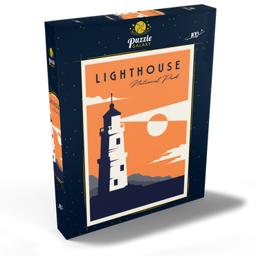 Lighthouse National-Park, Art Deco style Vintage Poster, Illustration 100 Puzzle Schachtel Ansicht2