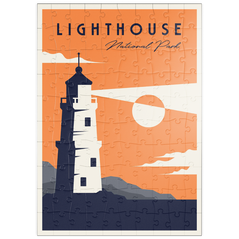 puzzleplate Lighthouse National-Park, Art Deco style Vintage Poster, Illustration 100 Puzzle