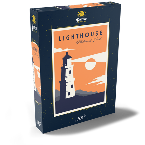 Lighthouse National-Park, Art Deco style Vintage Poster, Illustration 500 Puzzle Schachtel Ansicht2