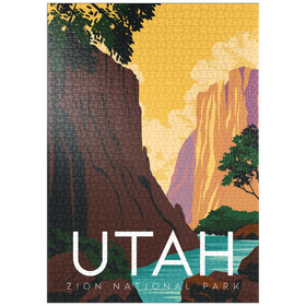 Darstellung des Puzzle-Motivs Zion National Park Utah, USA, Art Deco style Vintage Poster, Illustration – Puzzleteile: 1000