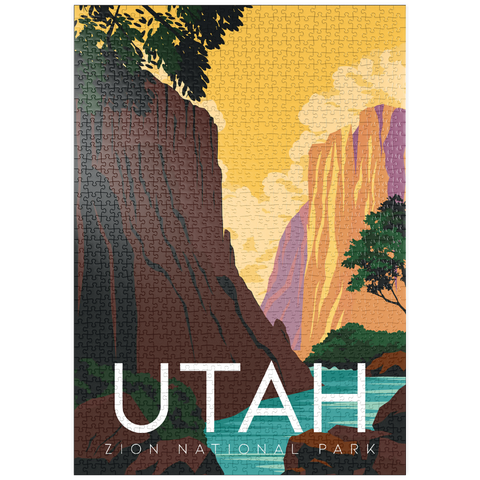 puzzleplate Zion National Park Utah, USA, Art Deco style Vintage Poster, Illustration 1000 Puzzle