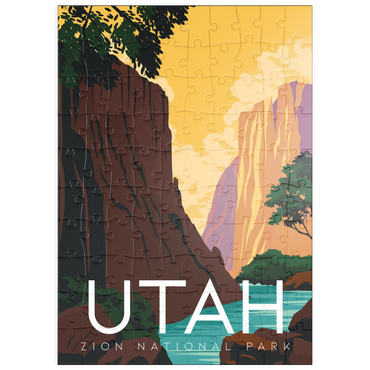 puzzleplate Zion National Park Utah, USA, Art Deco style Vintage Poster, Illustration 100 Puzzle