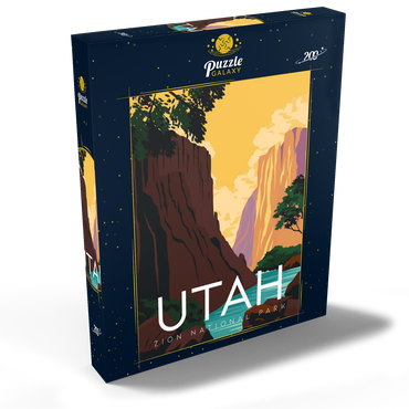 Zion National Park Utah, USA, Art Deco style Vintage Poster, Illustration 200 Puzzle Schachtel Ansicht2