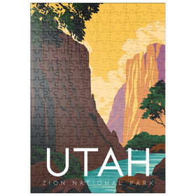 Darstellung des Puzzle-Motivs Zion National Park Utah, USA, Art Deco style Vintage Poster, Illustration – Puzzleteile: 200