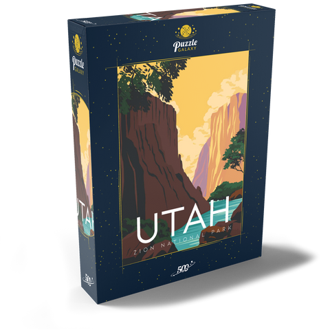 Zion National Park Utah, USA, Art Deco style Vintage Poster, Illustration 500 Puzzle Schachtel Ansicht2