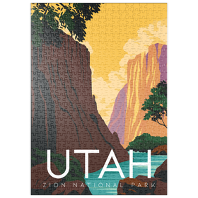 Darstellung des Puzzle Motivs Zion National Park Utah, USA, Art Deco style Vintage Poster, Illustration - Puzzleteile: 500