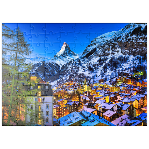 puzzleplate Zermatt und das Matterhorn, Schweiz 100 Puzzle