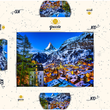 Zermatt und das Matterhorn, Schweiz 100 Puzzle Schachtel 3D Modell