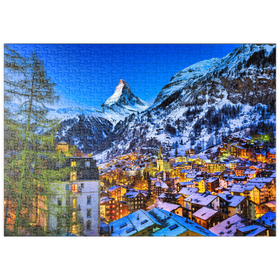 Darstellung des Puzzle-Motivs Zermatt und das Matterhorn, Schweiz – Puzzleteile: 500