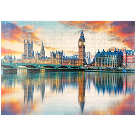 Darstellung des Puzzle Motivs Big Ben und Parlamentsgebäude, London, England - Puzzleteile: 1000