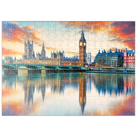 Darstellung des Puzzle-Motivs Big Ben und Parlamentsgebäude, London, England – Puzzleteile: 200