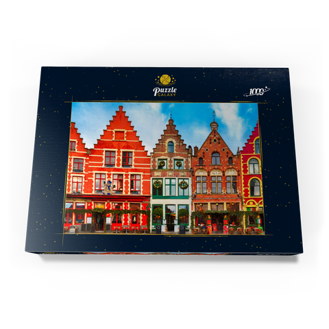 Grote Markt in der schönen mittelalterlichen Stadt Brügge am Morgen, Belgien 1000 Puzzle Schachtel Ansicht3