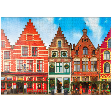 puzzleplate Grote Markt in der schönen mittelalterlichen Stadt Brügge am Morgen, Belgien 1000 Puzzle