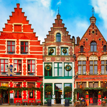 Grote Markt in der schönen mittelalterlichen Stadt Brügge am Morgen, Belgien 1000 Puzzle 3D Modell