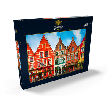Grote Markt in der schönen mittelalterlichen Stadt Brügge am Morgen, Belgien 100 Puzzle Schachtel Ansicht2
