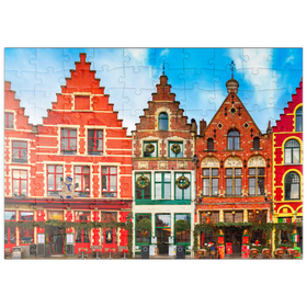 Darstellung des Puzzle Motivs Grote Markt in der mittelalterlichen Stadt Brügge, Belgien - Puzzleteile: 100