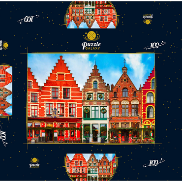 Grote Markt in der schönen mittelalterlichen Stadt Brügge am Morgen, Belgien 100 Puzzle Schachtel 3D Modell