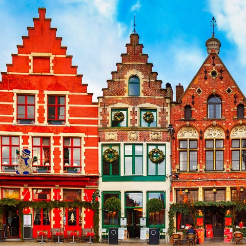 Grote Markt in der schönen mittelalterlichen Stadt Brügge am Morgen, Belgien 200 Puzzle 3D Modell
