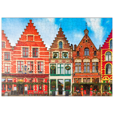 puzzleplate Grote Markt in der schönen mittelalterlichen Stadt Brügge am Morgen, Belgien 500 Puzzle