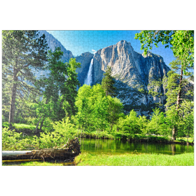 Darstellung des Puzzle Motivs Yosemite-Wasserfall, Yosemite-Nationalpark, Kalifornien - Puzzleteile: 1000
