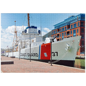 Darstellung des Puzzle-Motivs Taney (WHEC–37) Coast Guard Schiff im Maritimen Museum in Baltimore, Maryland – Puzzleteile: 1000