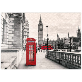 Darstellung des Puzzle Motivs Rote Telefonzelle in London - Puzzleteile: 1000