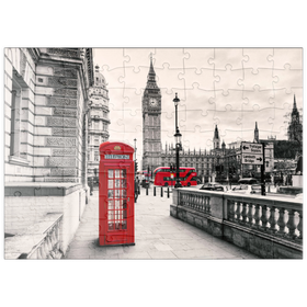 Darstellung des Puzzle-Motivs Rote Telefonzelle in London – Puzzleteile: 100