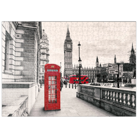 Darstellung des Puzzle Motivs Rote Telefonzelle in London - Puzzleteile: 500