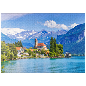 Darstellung des Puzzle-Motivs Stadt Brienz am Brienzersee bei Interlaken, Schweiz – Puzzleteile: 1000