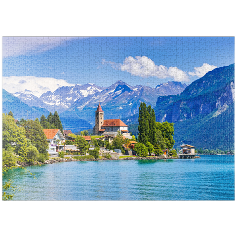 puzzleplate Stadt Brienz am Brienzersee bei Interlaken, Schweiz 1000 Puzzle