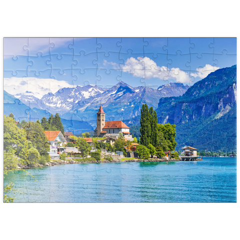 puzzleplate Stadt Brienz am Brienzersee bei Interlaken, Schweiz 100 Puzzle