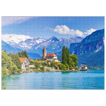 puzzleplate Stadt Brienz am Brienzersee bei Interlaken, Schweiz 500 Puzzle