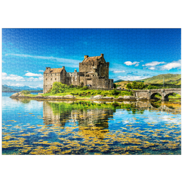 puzzleplate Eilean Donan Castle an einem warmen Sommertag - Dornie, Schottland 1000 Puzzle